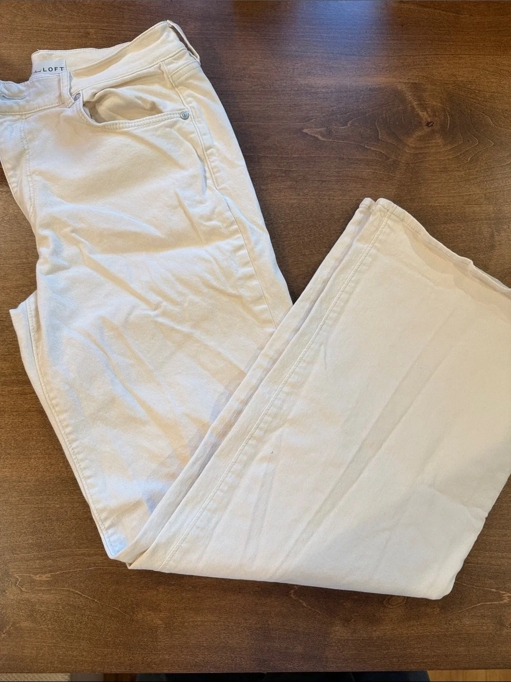Cream Straight-Leg Jeans